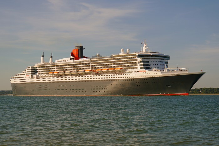 Queen Mary 2 cruise liner sailing on the sea