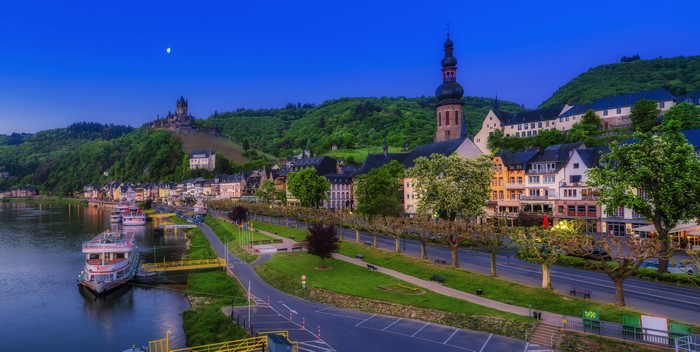 Cochem Germany Riverfront with Castle and Church