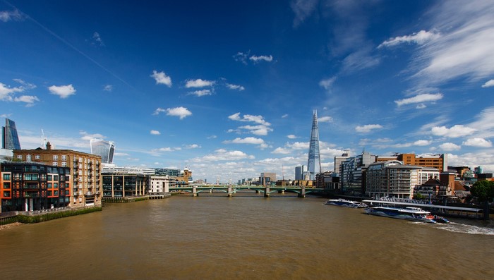 London skyline with the River Thames and bridges