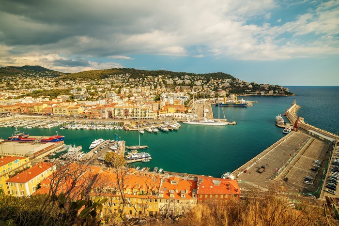 4K Nice, France Coastline with Marinas and Houses