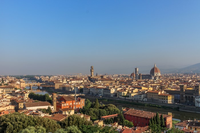 Florence cityscape with Arno River and Duomo