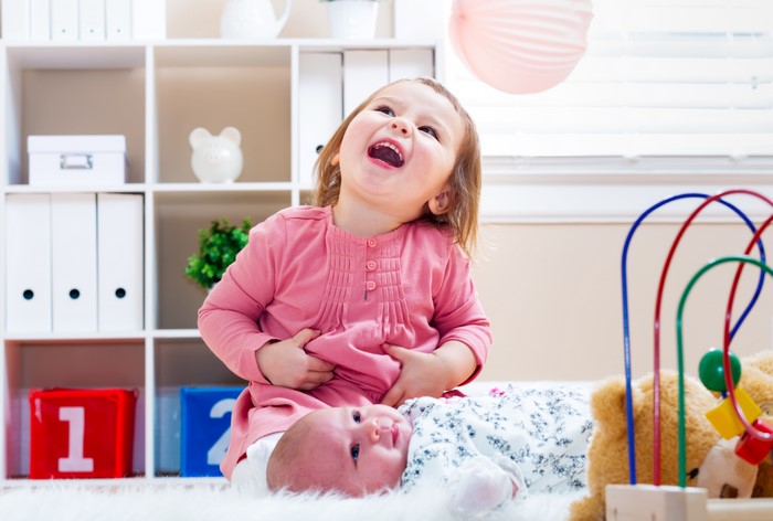 Two little girls playing