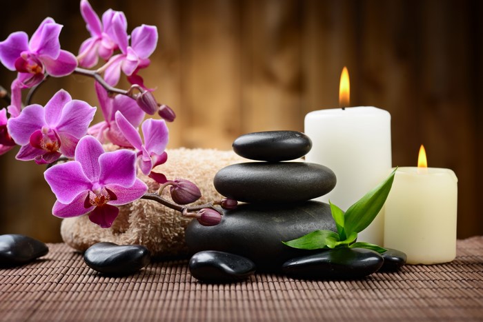 Orchids, Stones, and Candles for Spa