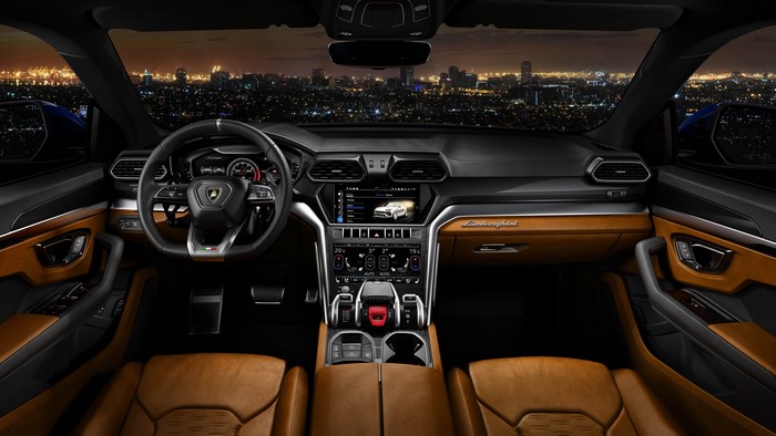 Lamborghini Urus Interior with Cityscape View