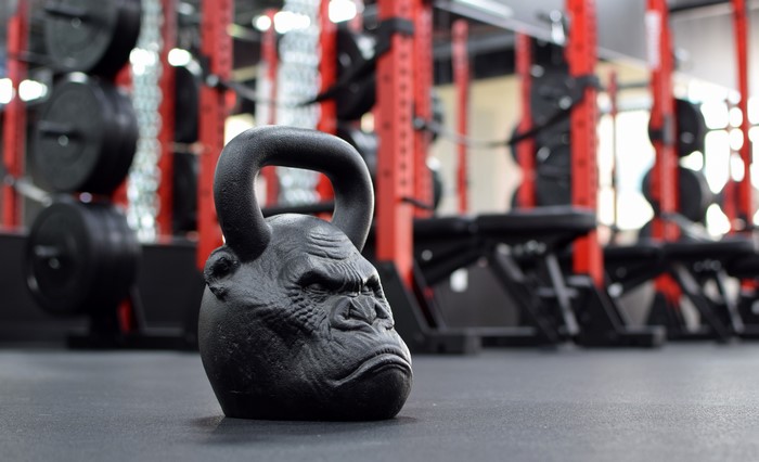 Gorilla Head Kettlebell in Gym