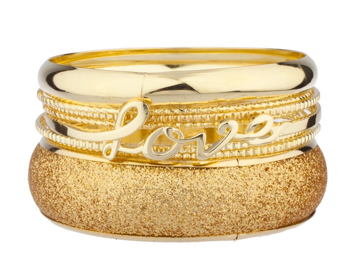 Gold bracelets with love charm