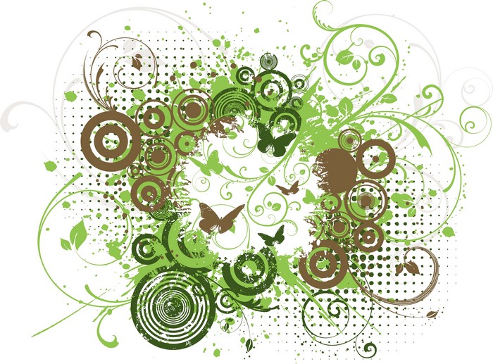Butterflies and Green Splatter Texture