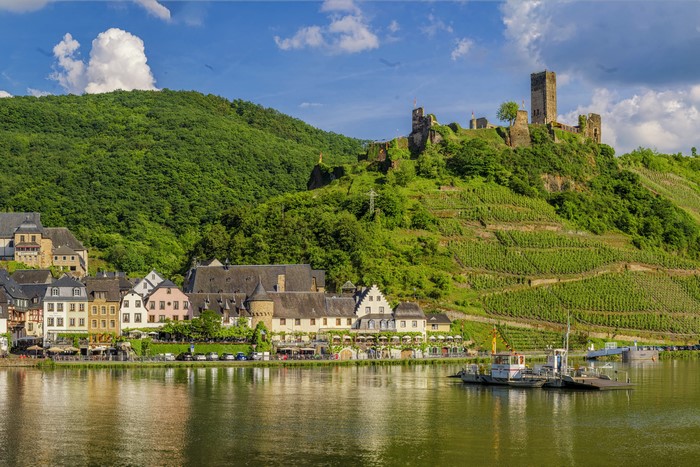 Beilstein Germany Riverfront with Castle Ruins