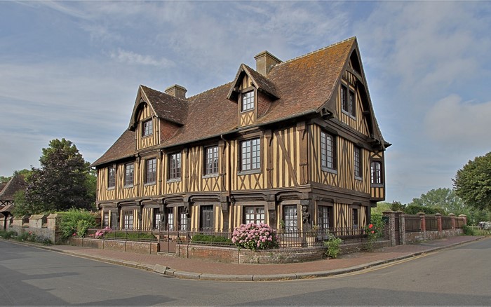 Half-timbered house in Beuvron-en-Auge, Normandy, France
