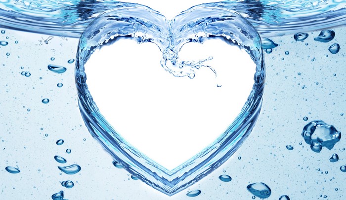 Heart shape made of water