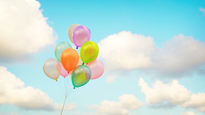Colorful balloons floating in the sky