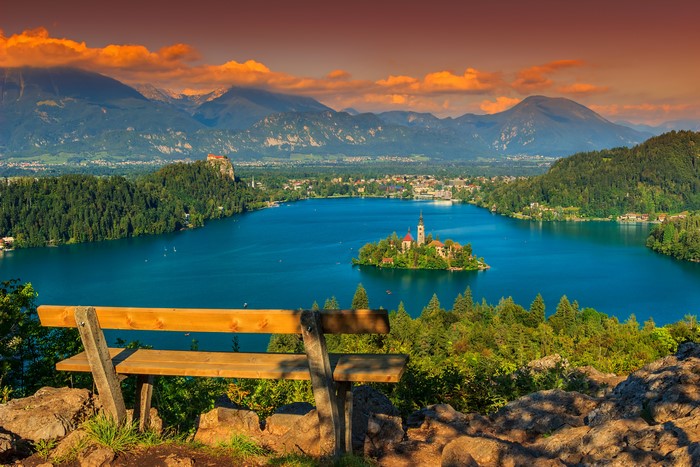 Lake Bled with Island Church and Mountains, Slovenia