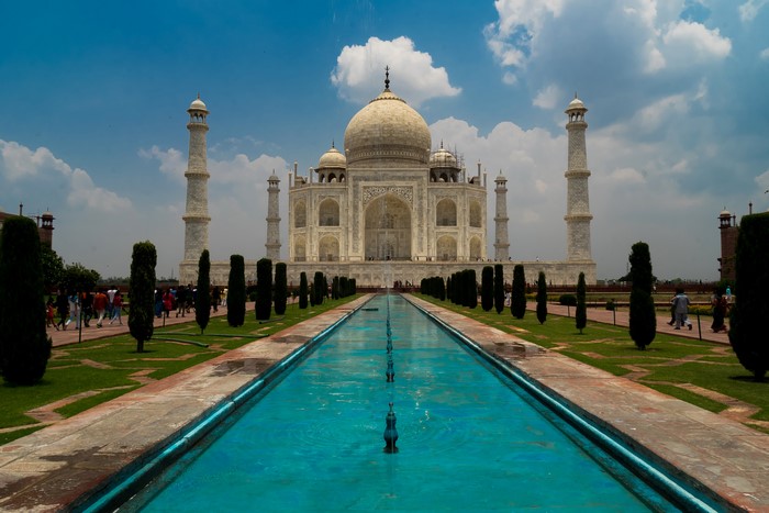 Taj Mahal with reflecting pool and gardens