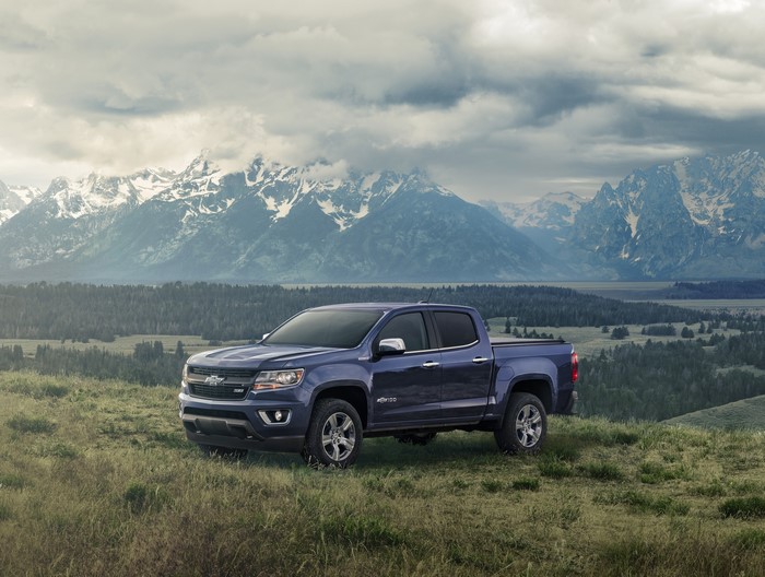 Blue Chevrolet Colorado Z71 Pickup Truck in Mountains