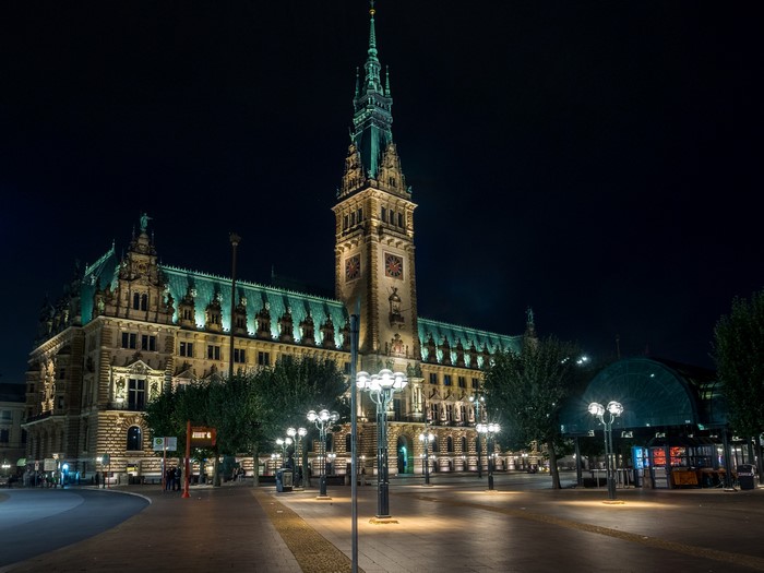 Hamburg City Hall at Night, Germany