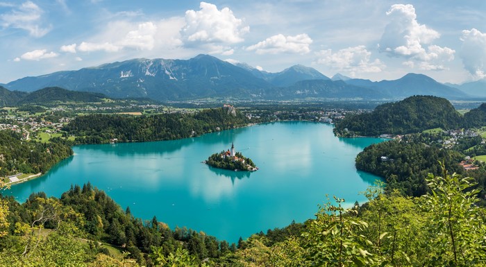 Lake Bled with Island and Castle, Slovenia