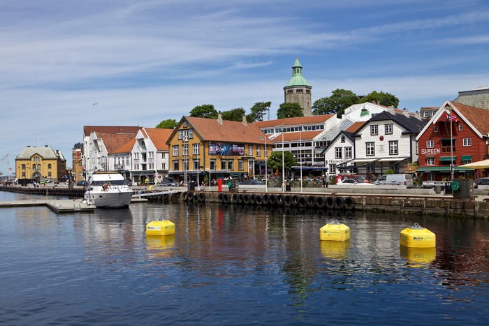 Waterfront buildings and boats in Stavanger, Norway