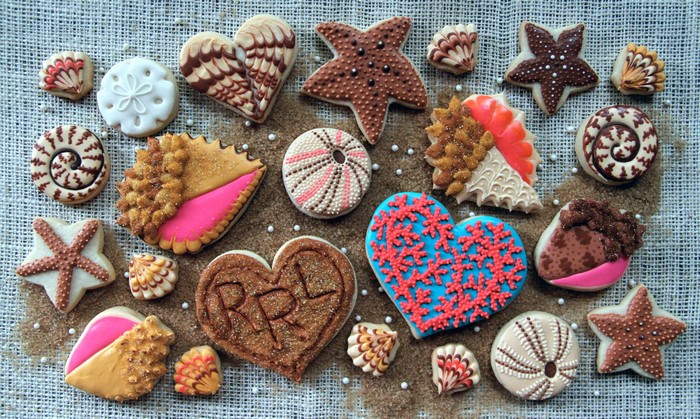 Assortment of ocean-themed cookies