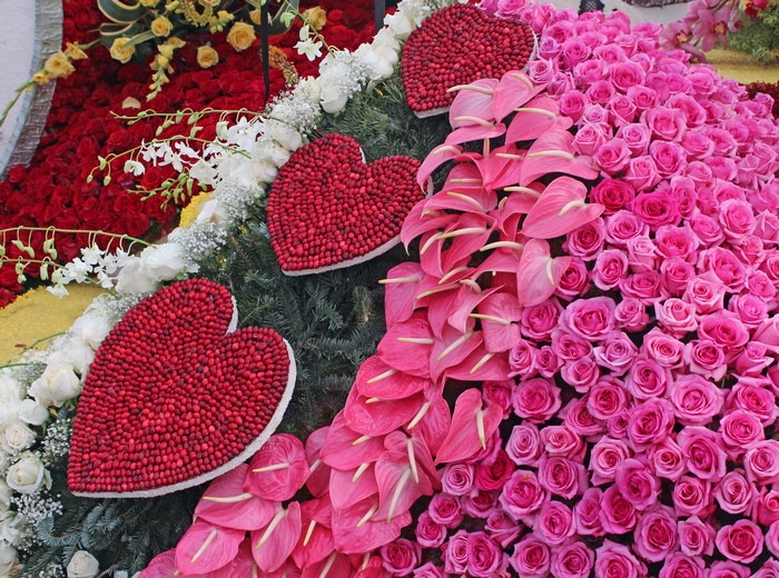 Floral Design with Roses, Anthuriums, and Heart Shapes