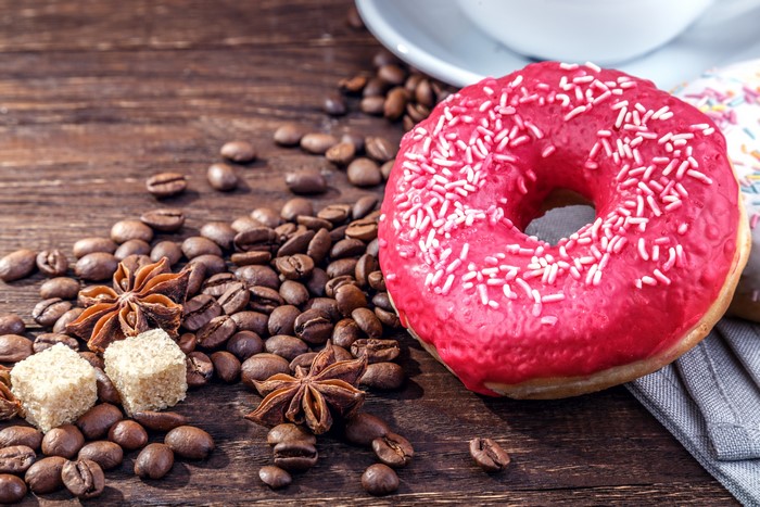 Donuts, Coffee Beans, Star Anise, and Sugar Cubes