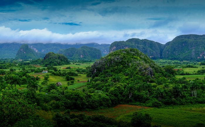Vinales Valley, Cuba with Crags and Fields
