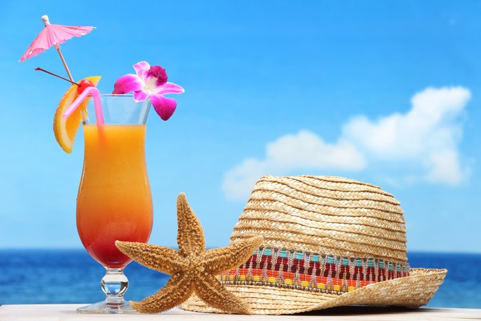 Tropical Cocktail with Starfish and Hat