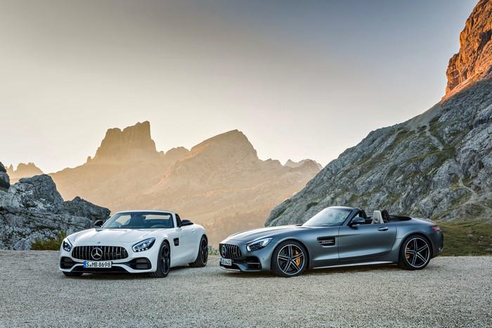 Two Mercedes-Benz AMG GT Cabriolets in Mountains