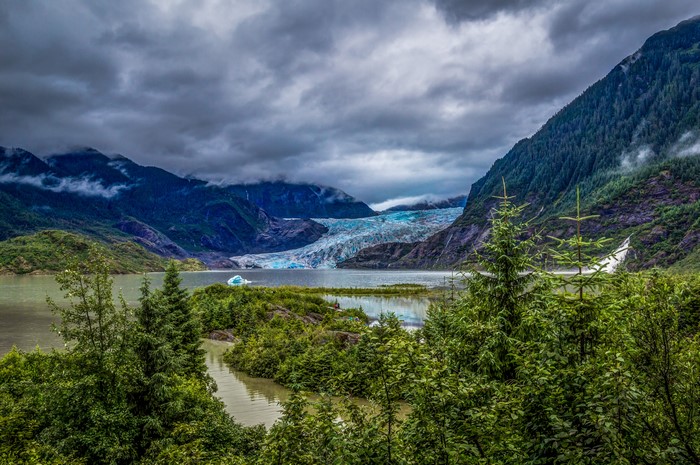 Mendenhall Glacier and Mountains in Alaska