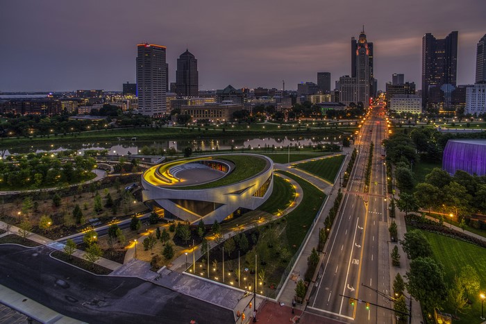 Columbus, Ohio Skyline at Dusk with Modern Architecture
