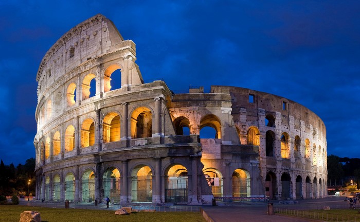 Colosseum in Rome, Italy at Dusk