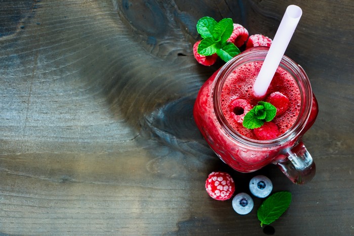 Raspberry and Blueberry Smoothie in a Mug