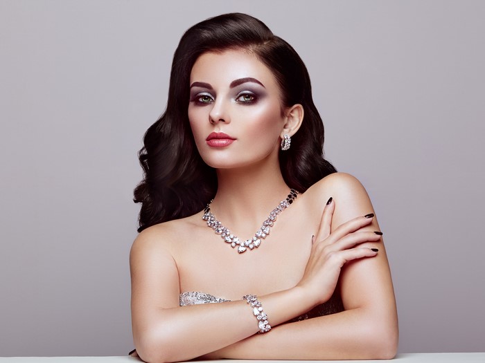 Woman with Jewelry and Makeup
