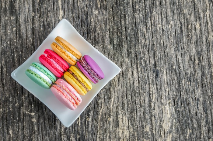 Colorful Macarons on a White Plate