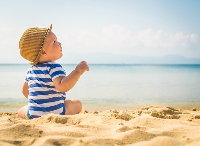 Baby in Hat on Beach