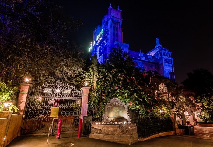 The Hollywood Tower Hotel at Night