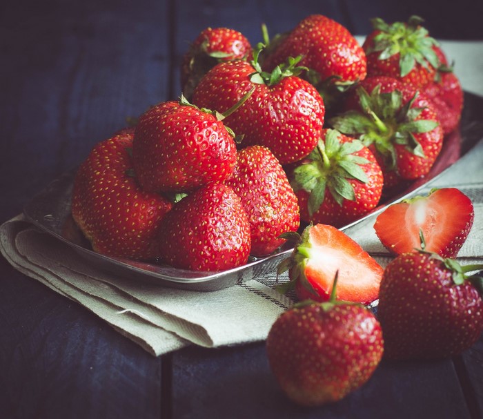 Strawberries on a tray