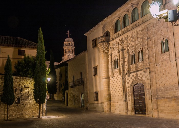 Palace Jabalquinto Baeza street at night