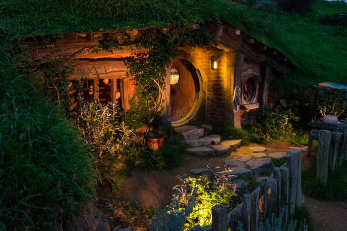 Hobbit House in Matamata, New Zealand at Evening