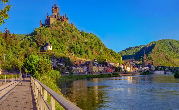 Cochem Castle and Town on a River in Germany