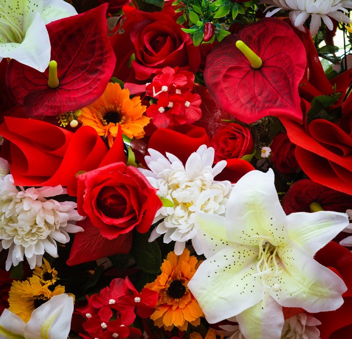 4K Roses Lilies Anthurium Flower Arrangement