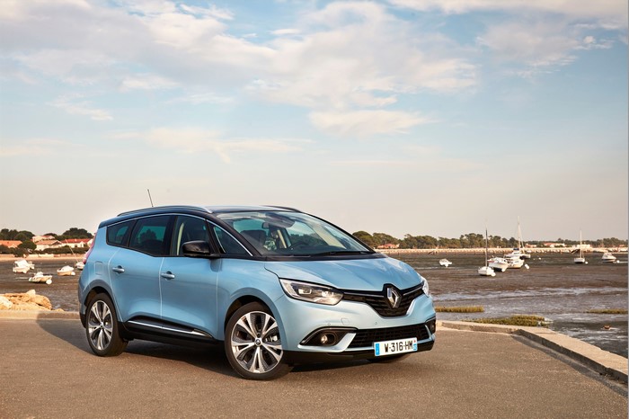 Light Blue 2016 Renault Grand Scenic by the Water