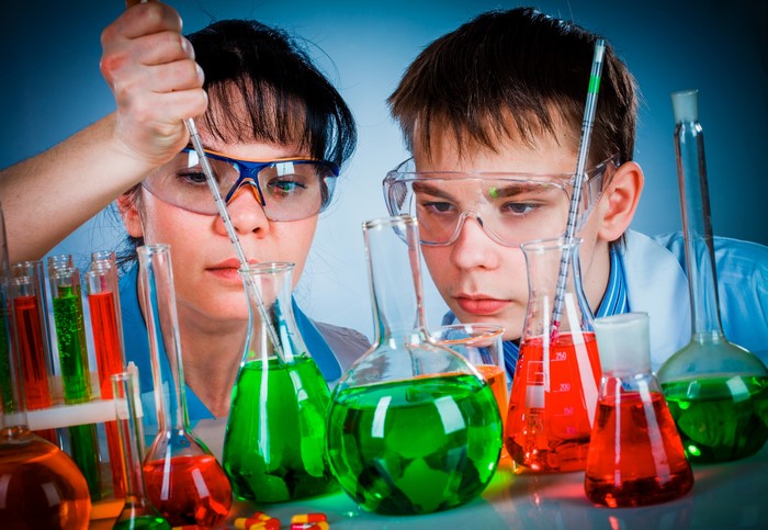 Two Students in a Science Lab