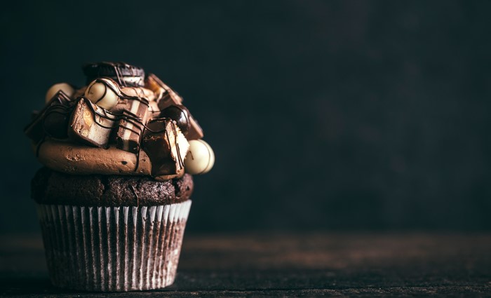 Chocolate cupcake with assorted candies