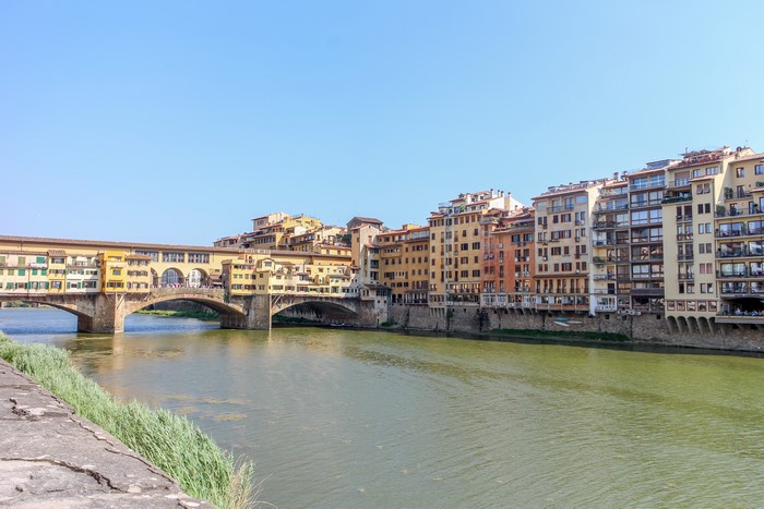 Ponte Vecchio bridge over the Arno River in Florence, Italy