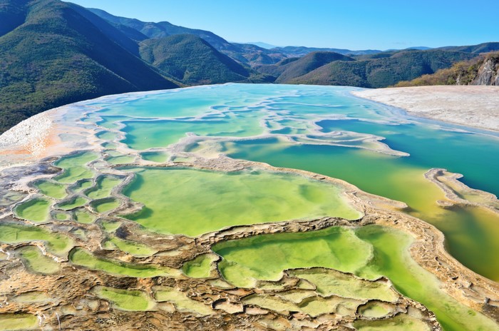 4K Oaxaca Hierve el Agua Mexico Mountains Water