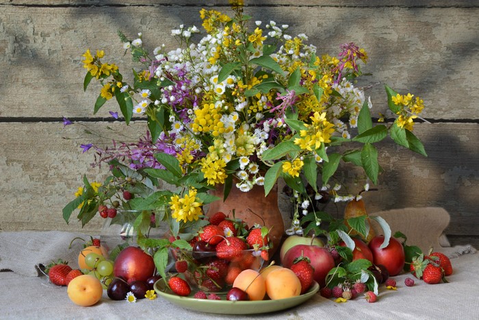 Still-life with Bouquet and Fruits