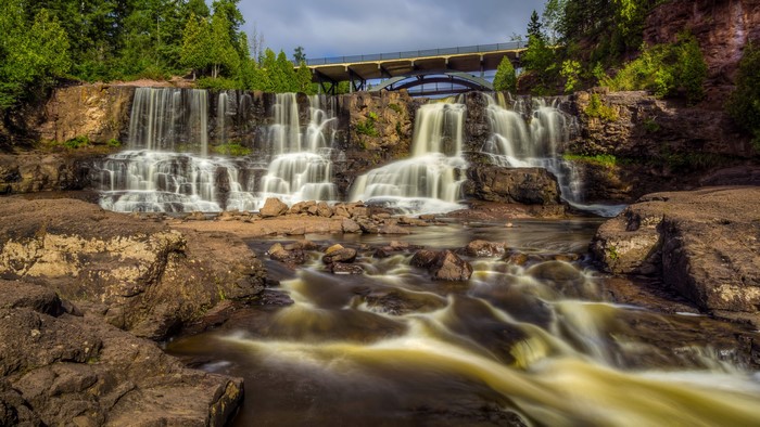 Waterfalls and bridge at Minneopa State Park