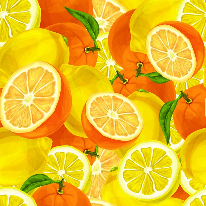 Seamless pattern of citrus fruits