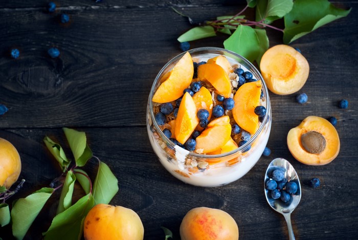 4K Apricot and Blueberry Parfait with Granola