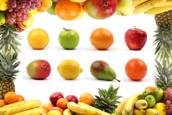 Assortment of Fruits on White Background